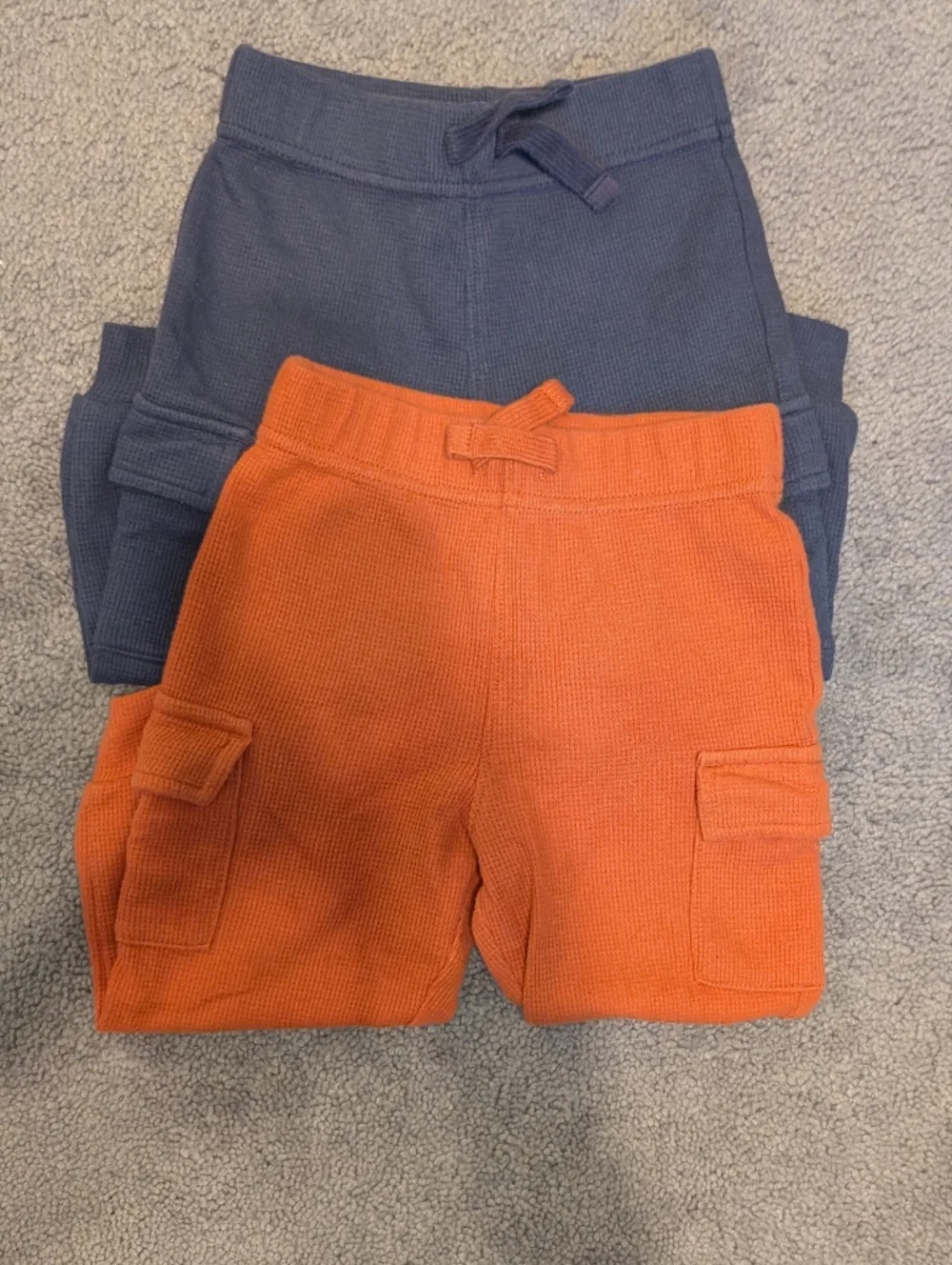 Garanimals Waffle Knit Cargo Jogger Pants - Orange and Blue 18 Months Toddler